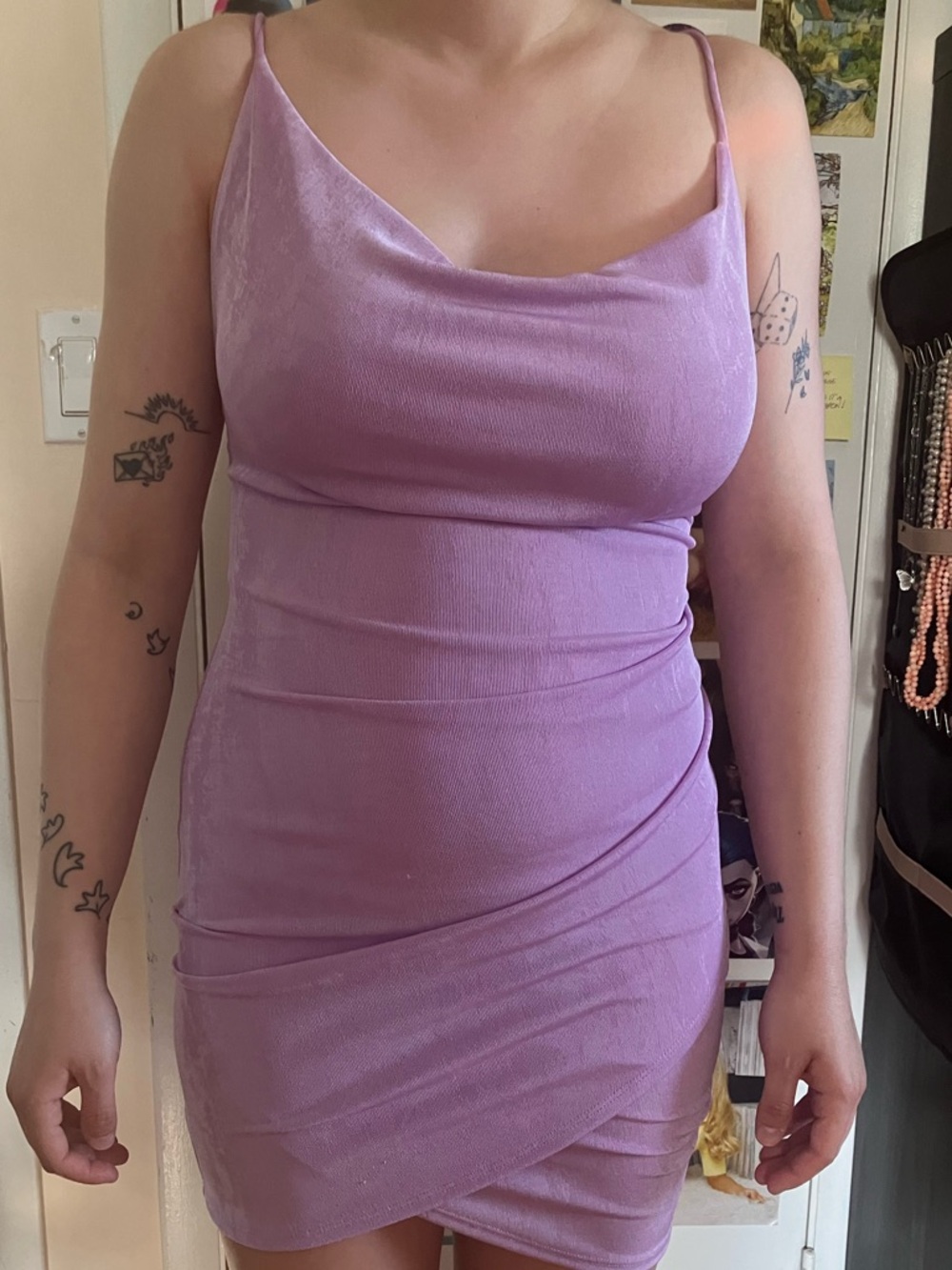 Lavender Cowl Neck Slip Dress